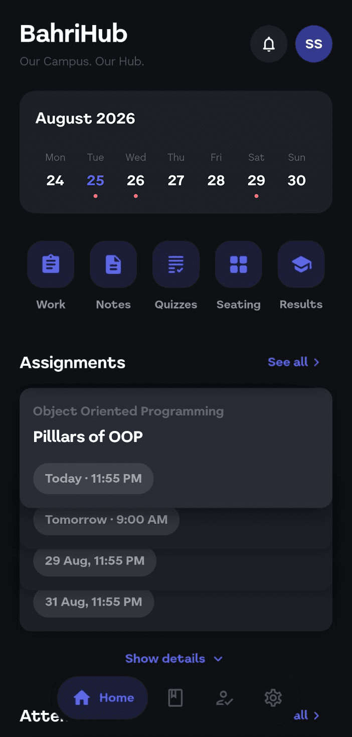 BahriHub home screen